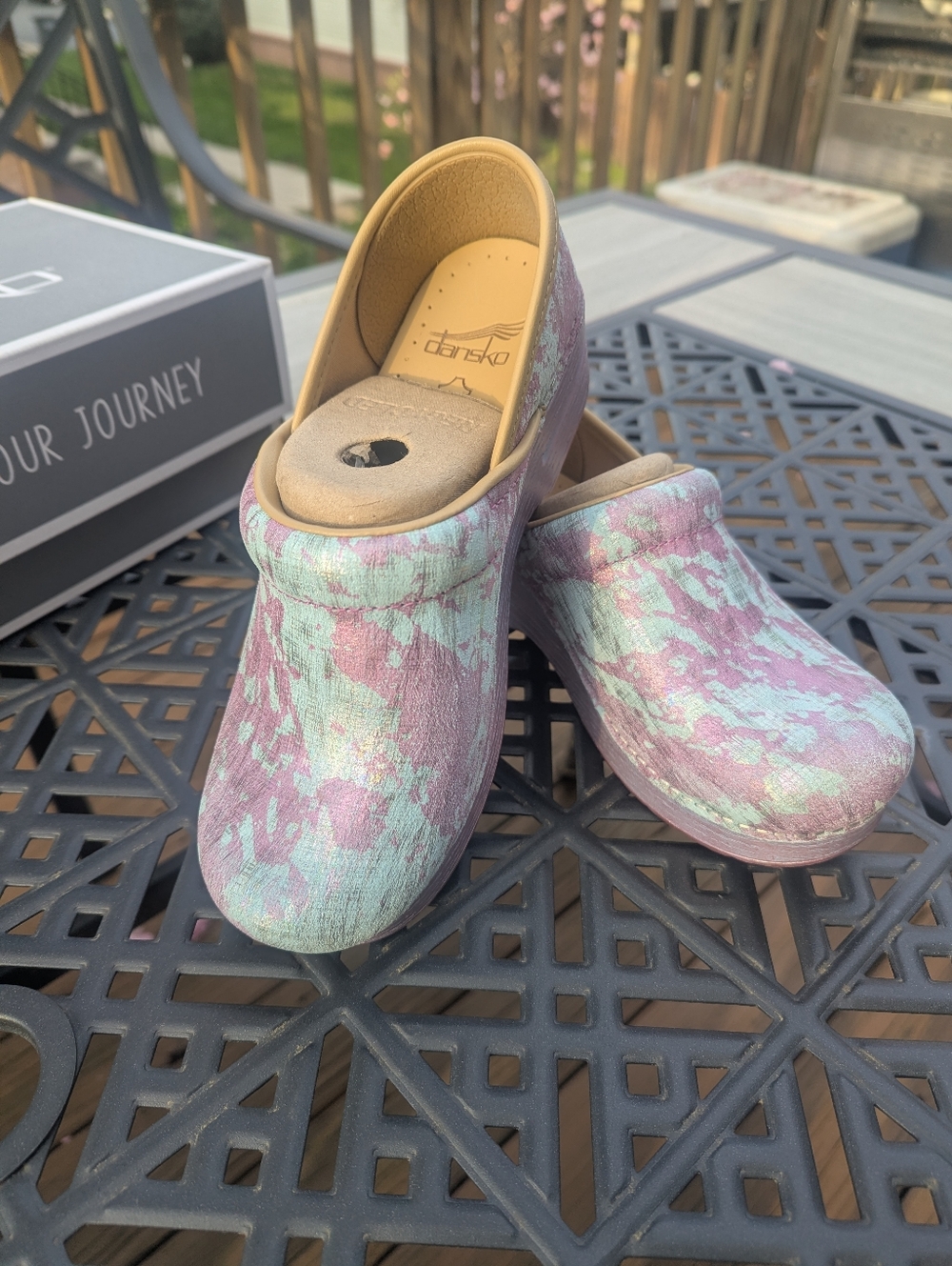Dansko Clog 37 Wide Pro Pink Iridescent Candy Sky